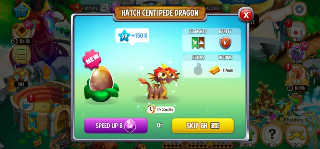 Dragon city mobile - dragon wait or ad gameplay screenshot