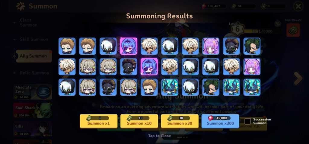 gameplay screenshot of soul strike with summoning results