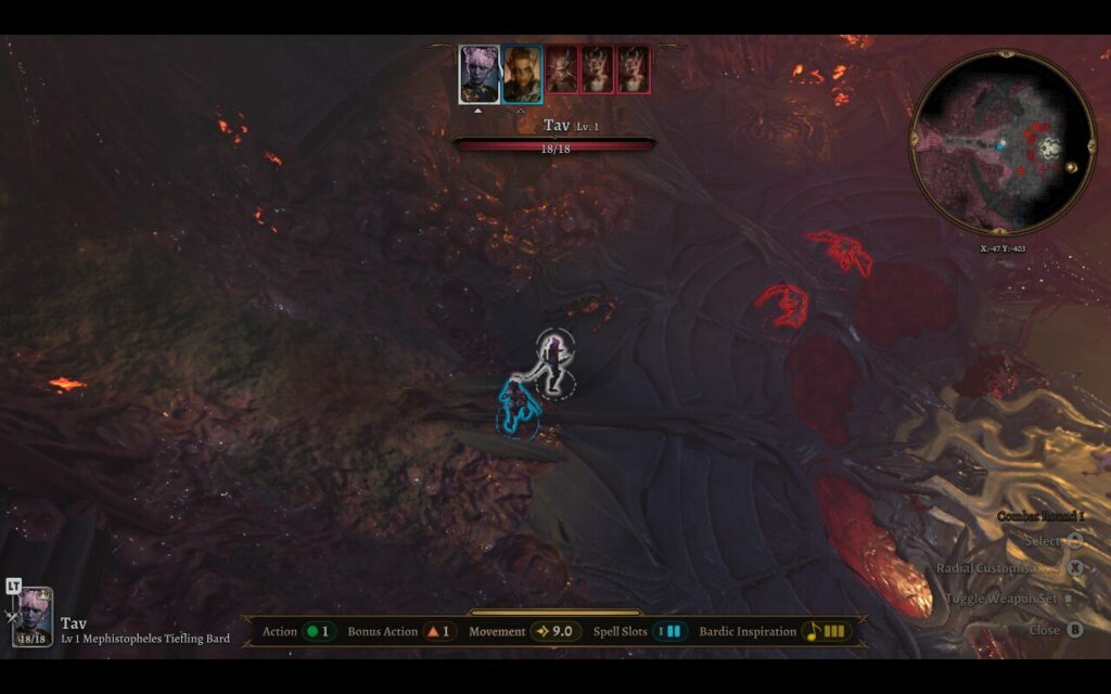 a gameplay screenshot of baldur's gate 3, showing the turn based battle system