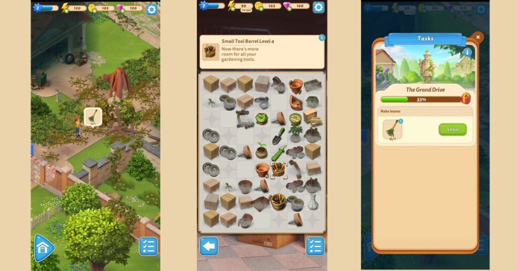 merge games: a screenshot of merge mansion gameplay 