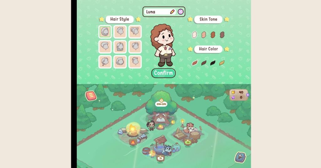 Best Free Cozy Games on Android: a screenshot of cozy forest gameplay