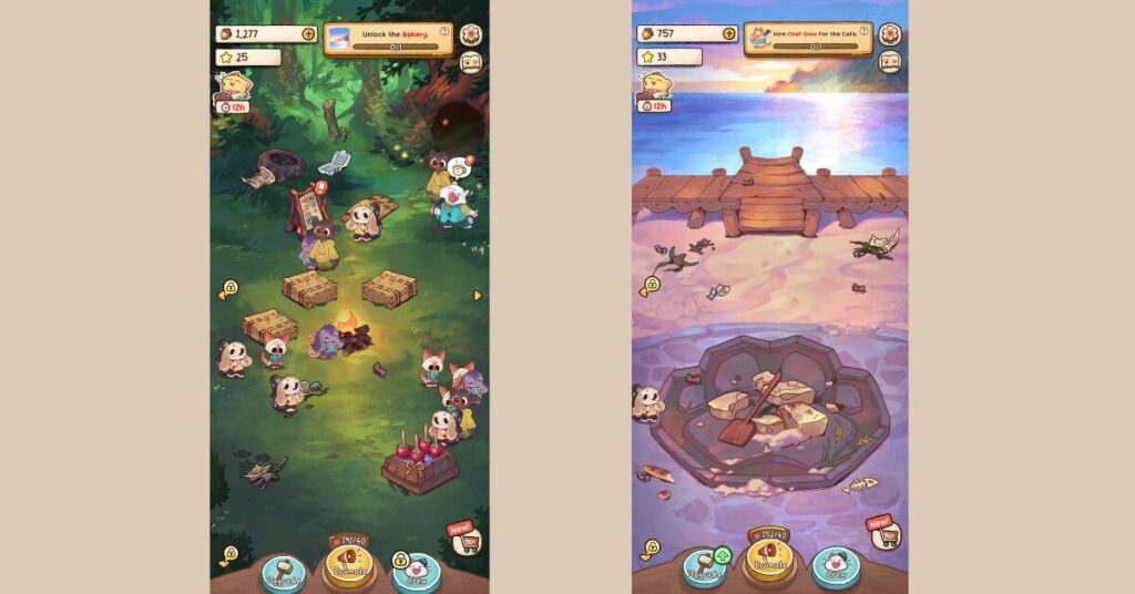 best cozy android games:  a screenshot of gameplay in campfire cat cafe
