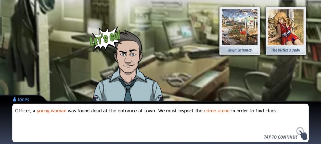 a screenshot of criminal case gameplay, a mystery/detective game