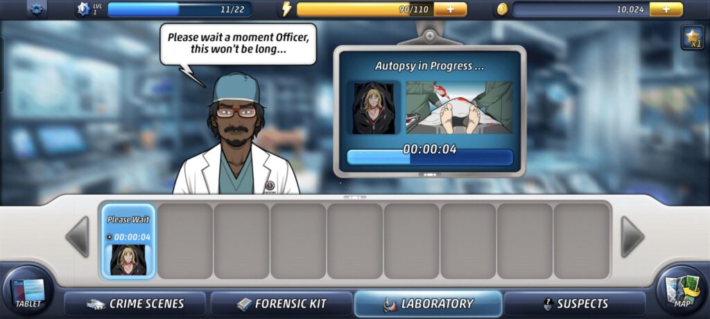a screenshot of criminal case gameplay, a mystery/detective game