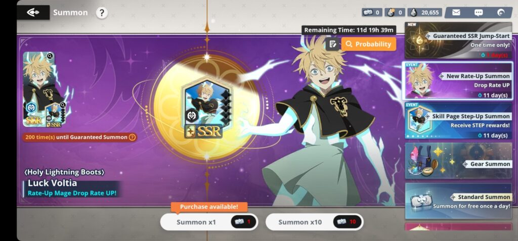 Black Clover M gacha summon
