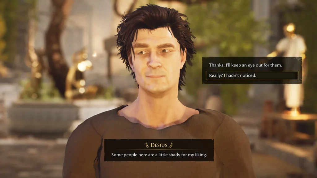 a gameplay screenshot of dialogue in the forgotten city