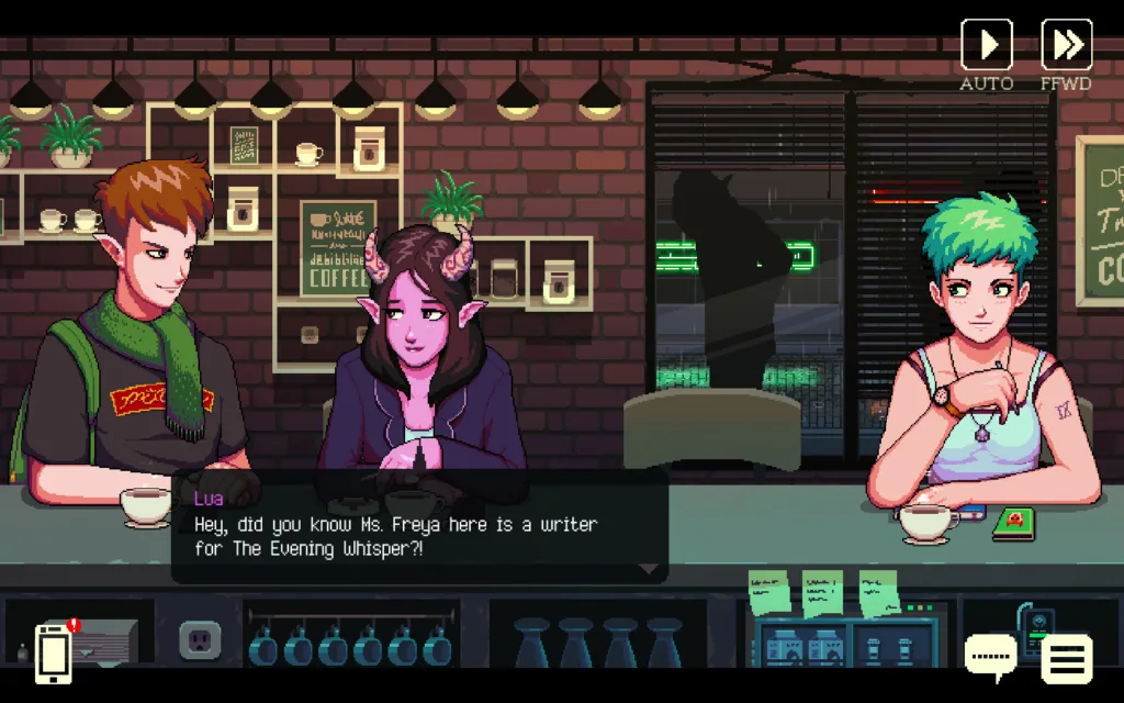 gameplay screenshot of coffee talk
