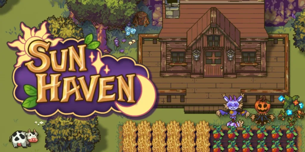 a poster of sunhaven, the cozy game