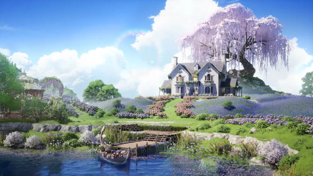 A cinematic gameplay screenshot of a scenery in Infinity Nikki