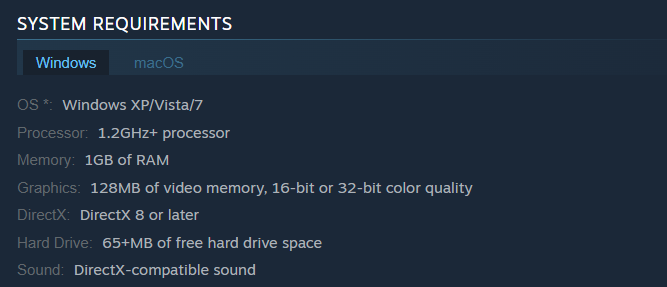 A screenshot of system requirements for Plants vs Zombies