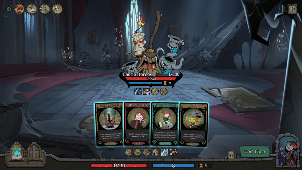 a screenshot of the gameplay in night of the full moon, the mobile deckbuilder