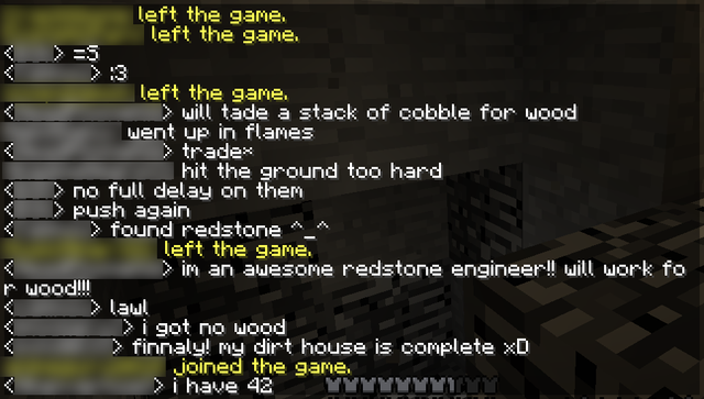 an image of minecraft chat to illustrate how it looks and what to expect as a parent