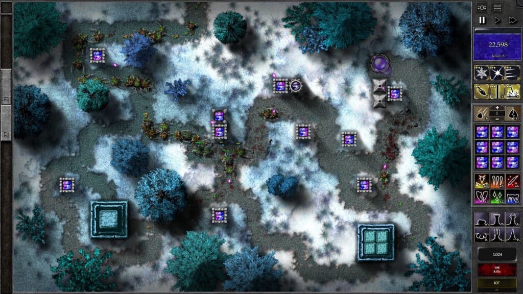 a screenshot of gemcraft (frostborn wrath) gameplay