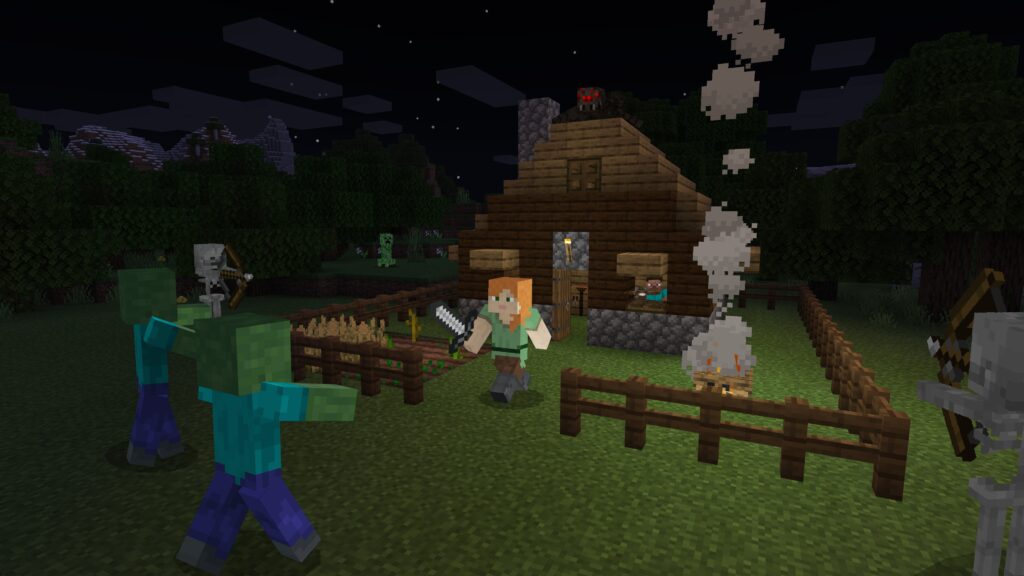 a screenshot of minecraft gameplay for age appropriateness (minecraft vs. roblox)