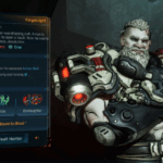 a gameplay screenshot of borderlands 4, showing one of the new vault knights, Forgeknight