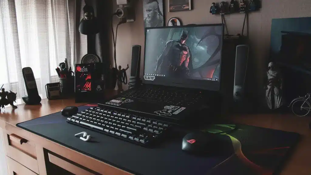 a photo of a gaming desk