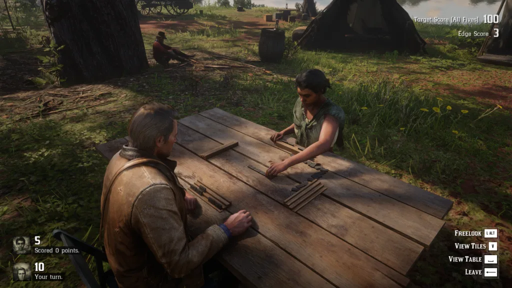 Red Dead Redemption 2 playing dominoes